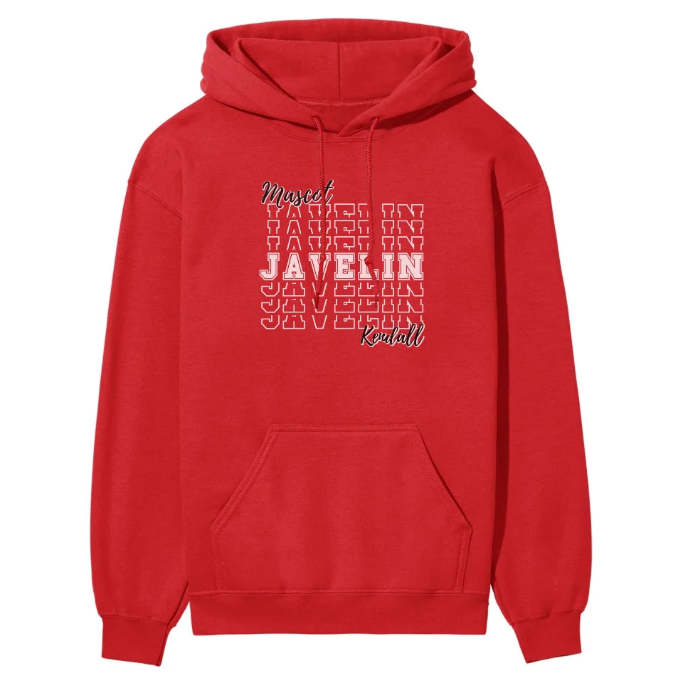 Custom Javelin on a Sweatshirt With Mascot and Javelin Thrower Name on a Hoodie