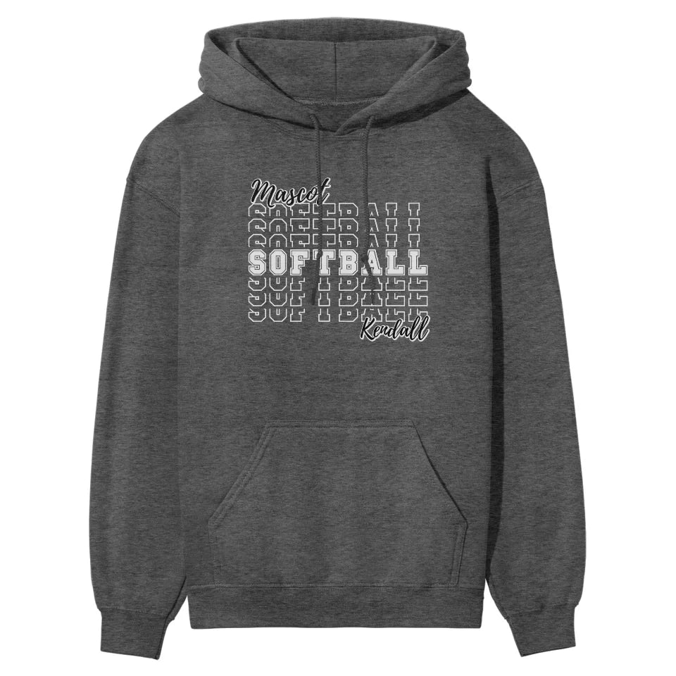 Custom Softball on a Sweatshirt With Mascot and Softball Player Name on a Hoodie