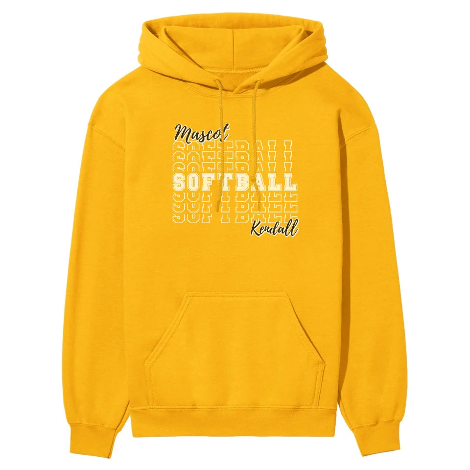 Custom Softball on a Sweatshirt With Mascot and Softball Player Name on a Hoodie