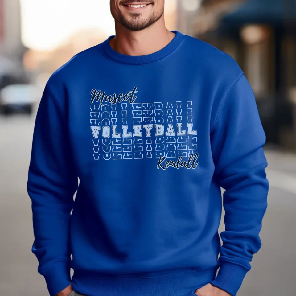 Custom Volleyball on a Sweatshirt With Mascot and Volleyball Player Name on a Sweatshirt