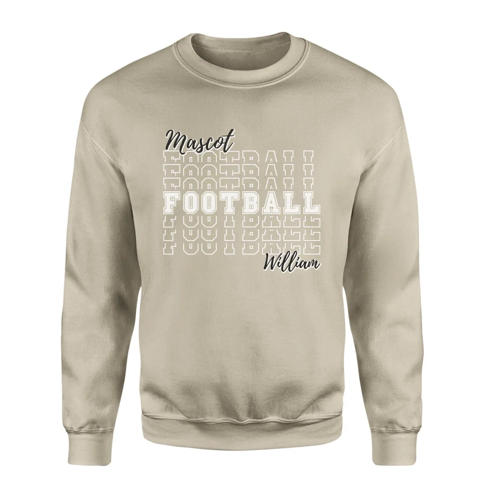 Custom Football on a Sweatshirt With Mascot and Football Player Name on a Sweatshirt