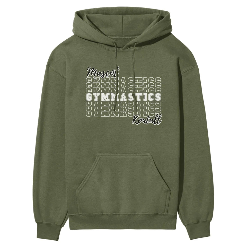 Custom Gymnastics on a Sweatshirt With Mascot and Gymnast Name on a Hoodie