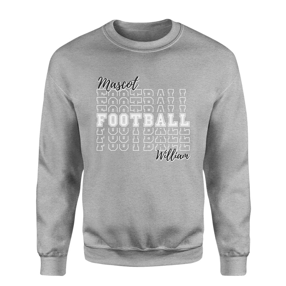 Custom Football on a Sweatshirt With Mascot and Football Player Name on a Sweatshirt