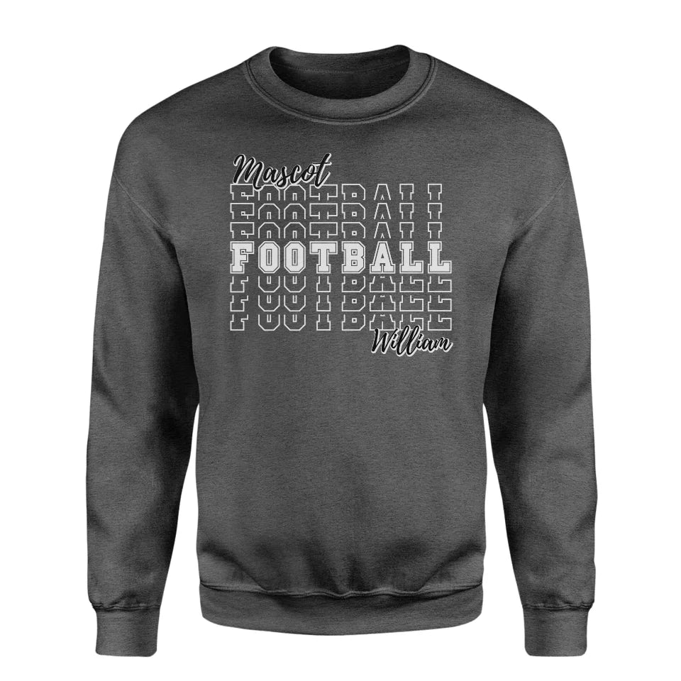 Custom Football on a Sweatshirt With Mascot and Football Player Name on a Sweatshirt