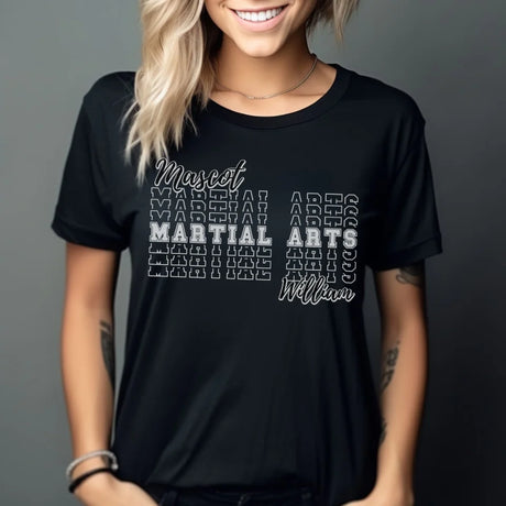 Custom Martial Arts Shirt With Mascot and Martial Artist Name on a Unisex T-Shirt