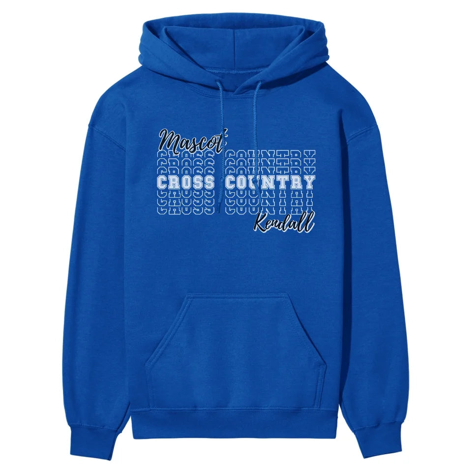 Custom Cross Country on a Sweatshirt With Mascot and Cross Country Runner Name on a Hoodie