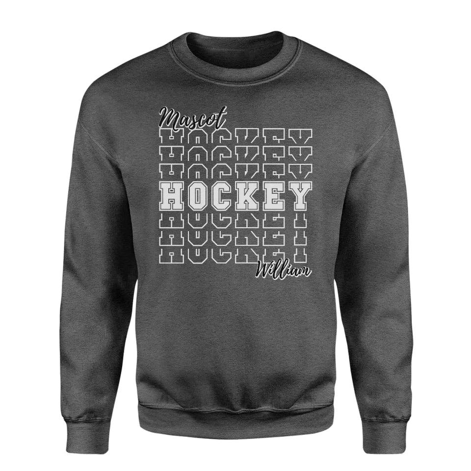 Custom Hockey on a Sweatshirt With Mascot and Hockey Player Name on a Sweatshirt