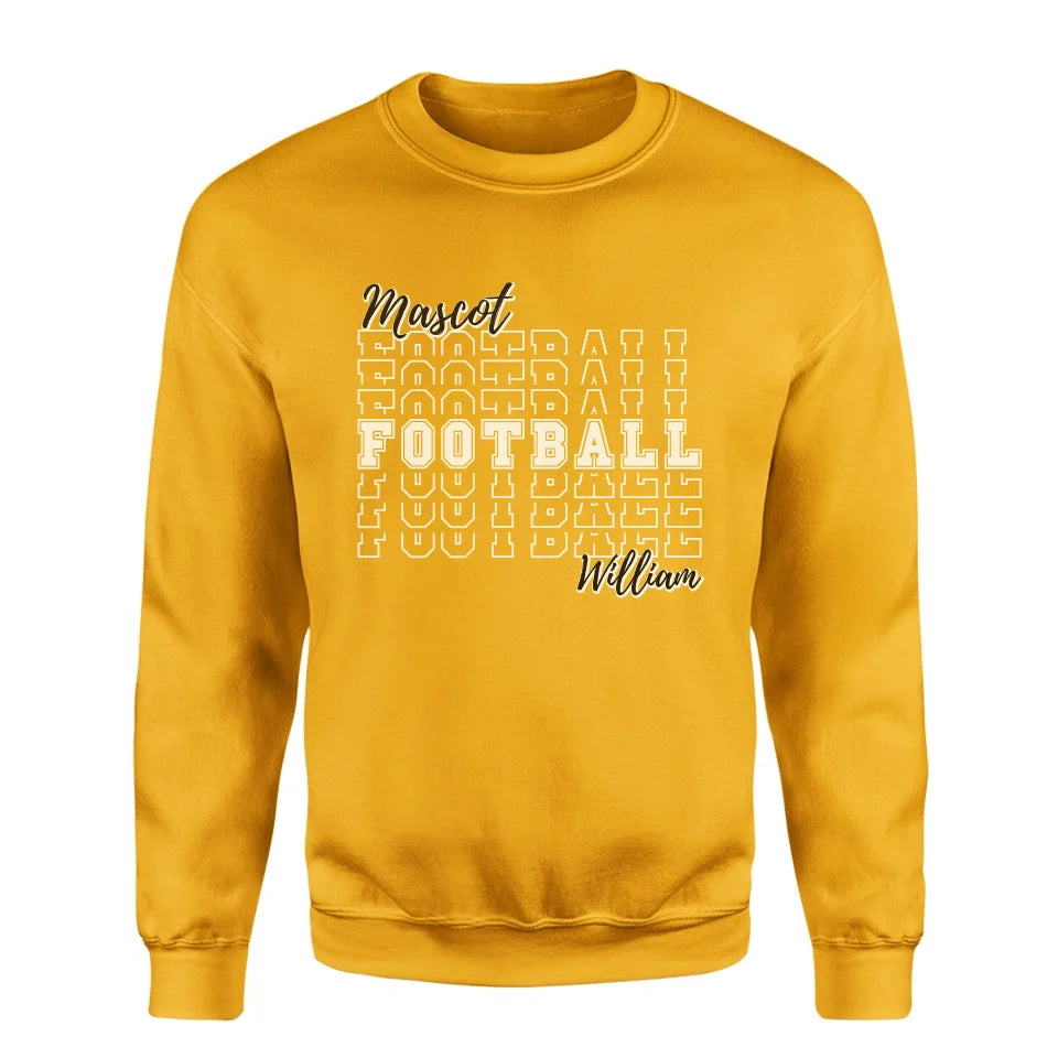 Custom Football on a Sweatshirt With Mascot and Football Player Name on a Sweatshirt