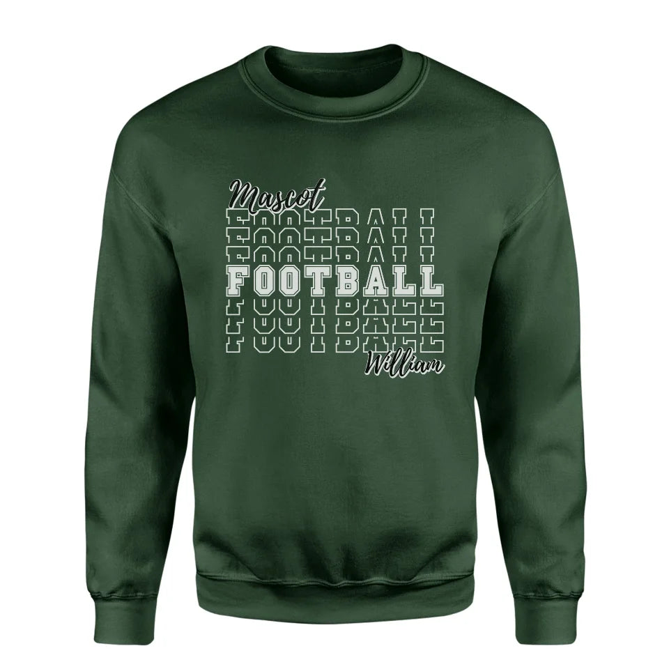 Custom Football on a Sweatshirt With Mascot and Football Player Name on a Sweatshirt