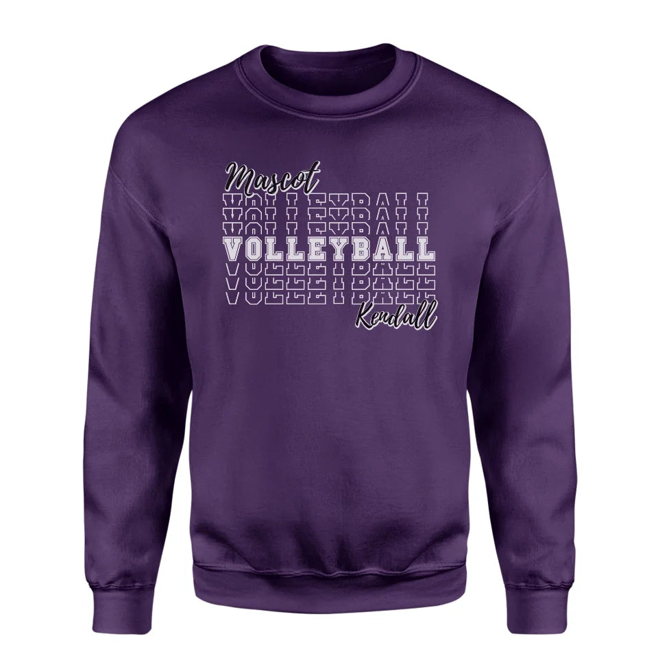 Custom Volleyball on a Sweatshirt With Mascot and Volleyball Player Name on a Sweatshirt