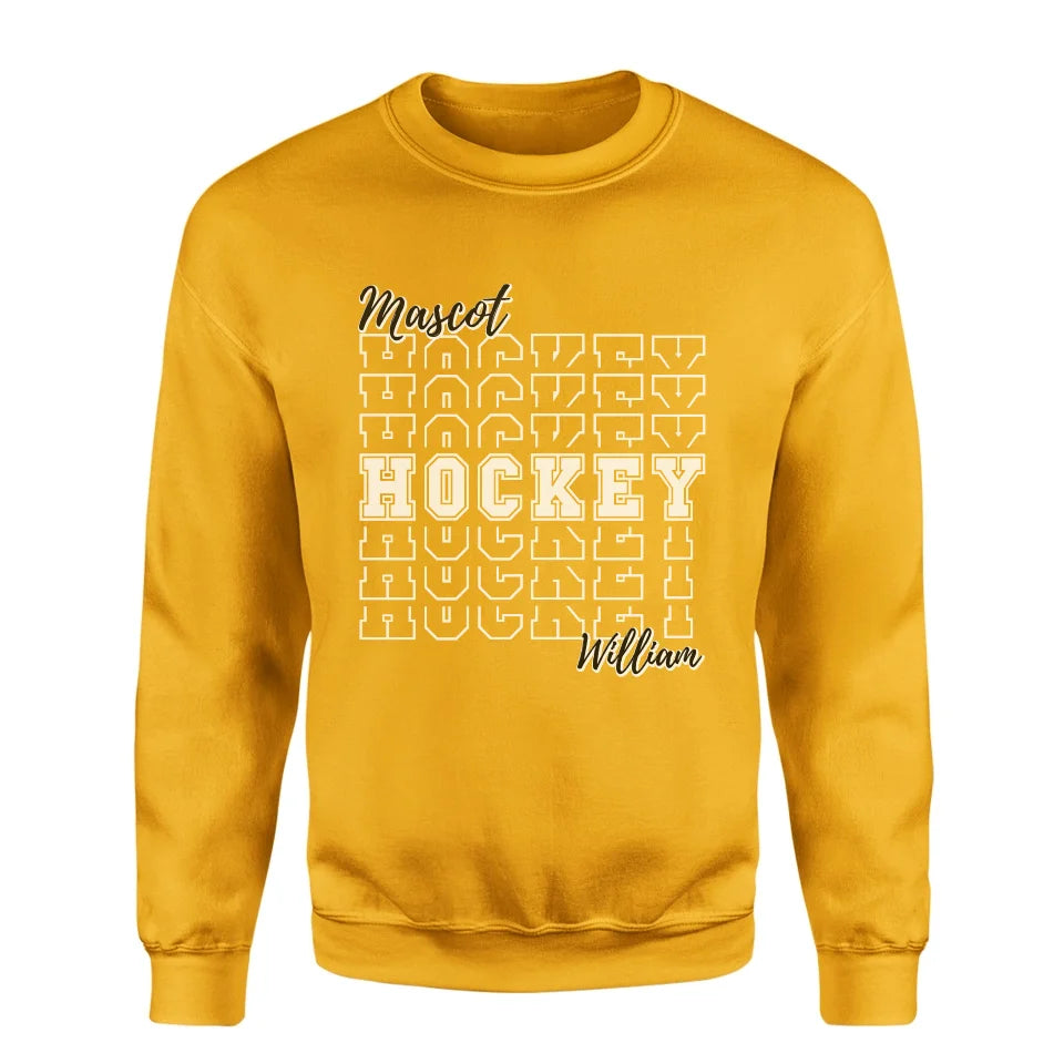 Custom Hockey on a Sweatshirt With Mascot and Hockey Player Name on a Sweatshirt