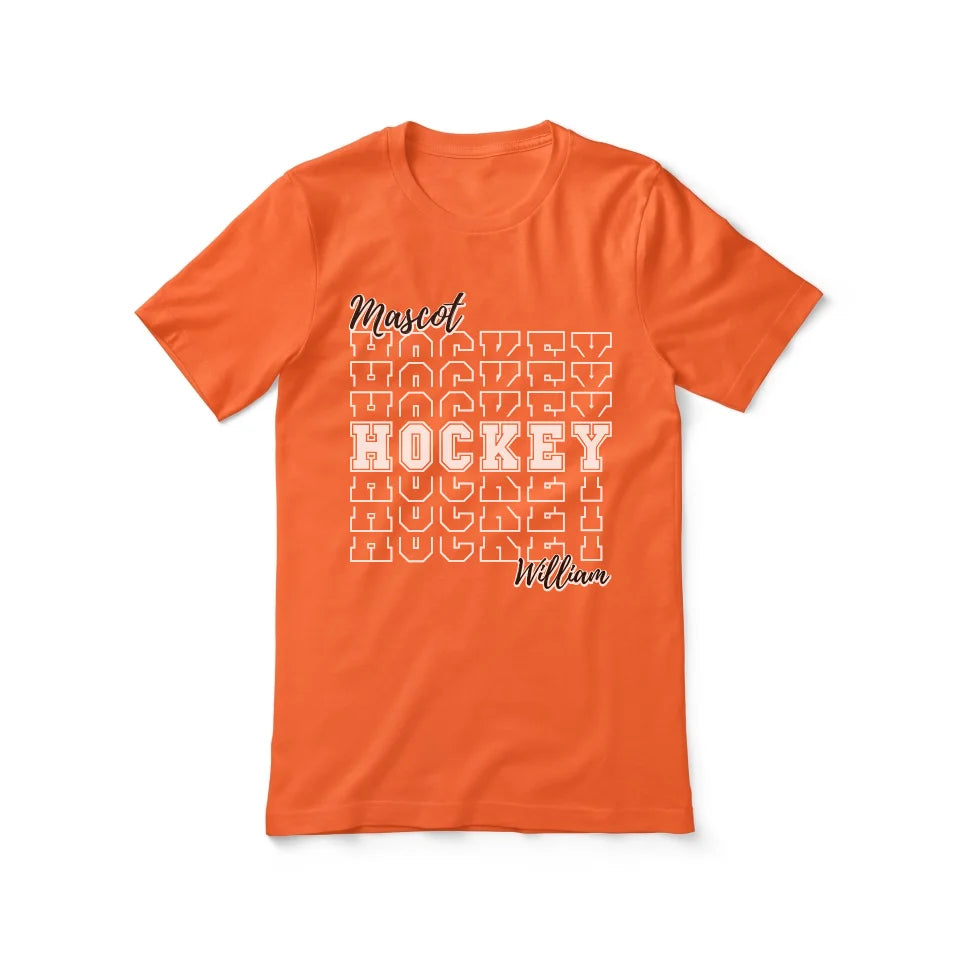 Custom Hockey Shirt With Mascot and Hockey Player Name on a Unisex T-Shirt