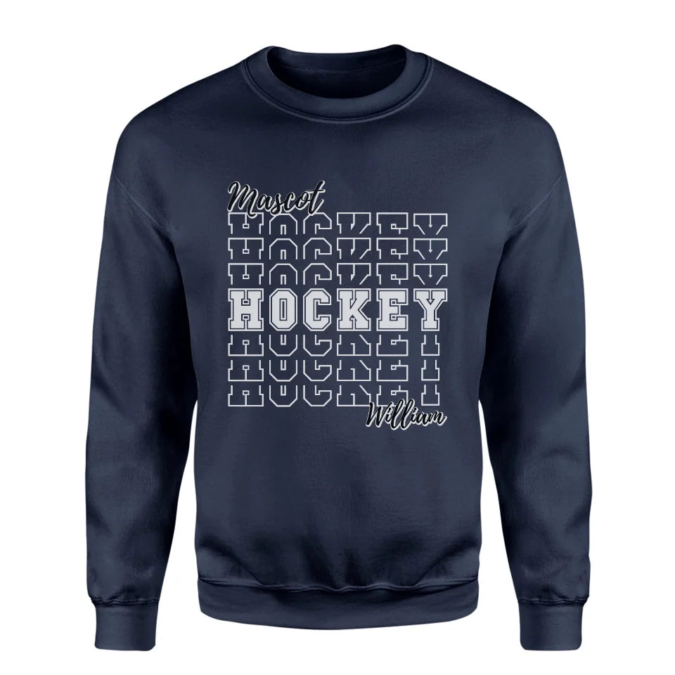 Custom Hockey on a Sweatshirt With Mascot and Hockey Player Name on a Sweatshirt