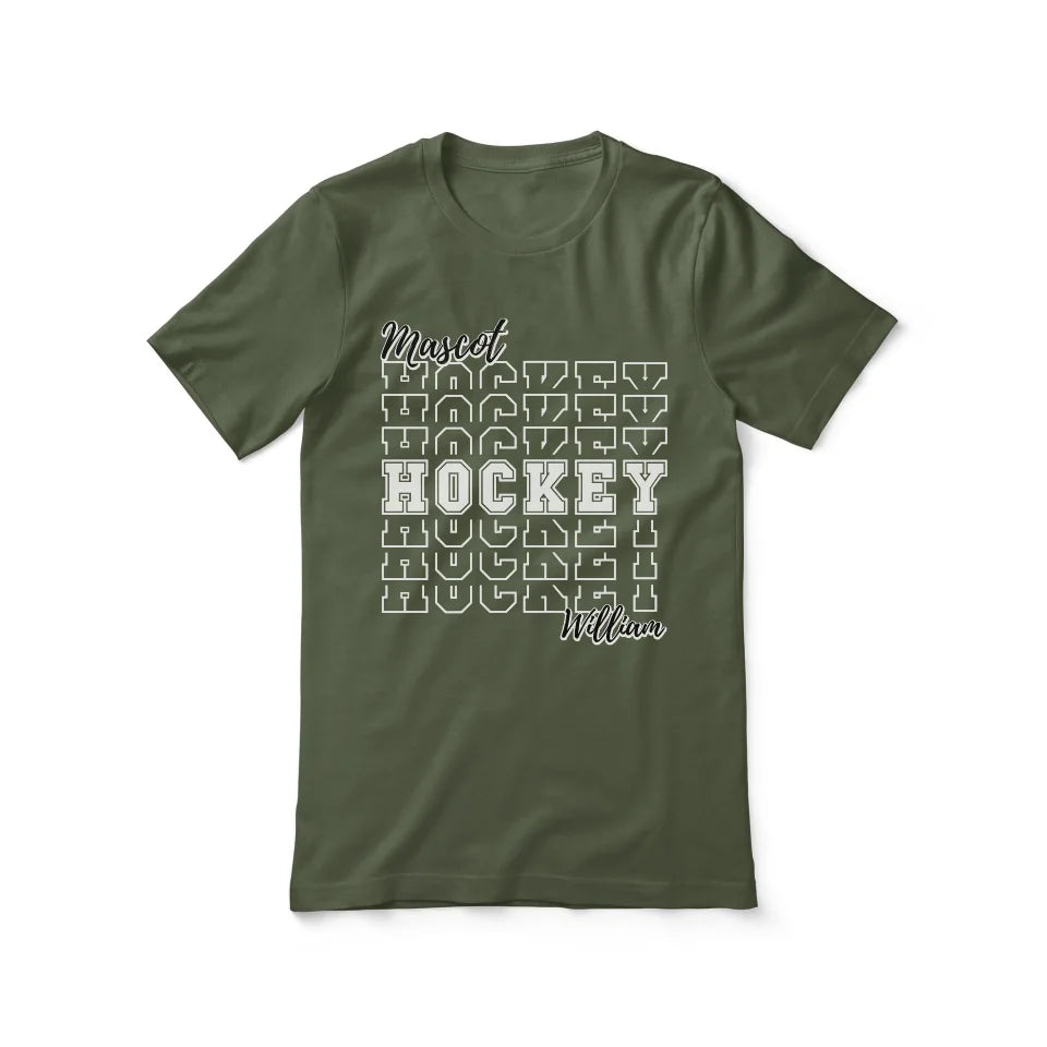 Custom Hockey Shirt With Mascot and Hockey Player Name on a Unisex T-Shirt