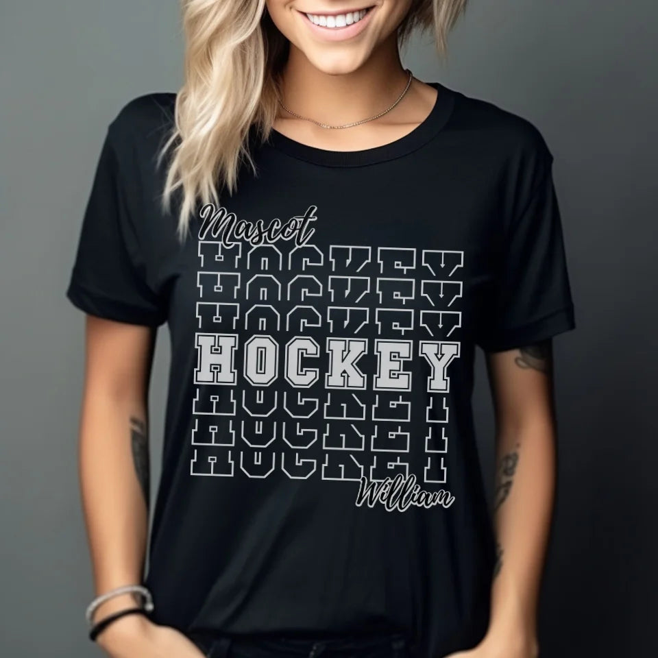 Custom Hockey Shirt With Mascot and Hockey Player Name on a Unisex T-Shirt