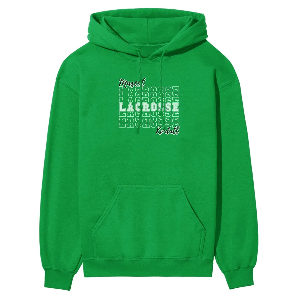 Custom Lacrosse on a Sweatshirt With Mascot and Lacrosse Player Name on a Hoodie