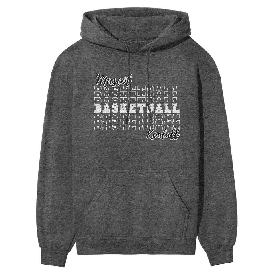 Custom Basketball on a Sweatshirt With Mascot and Basketball Player Name on a Hoodie