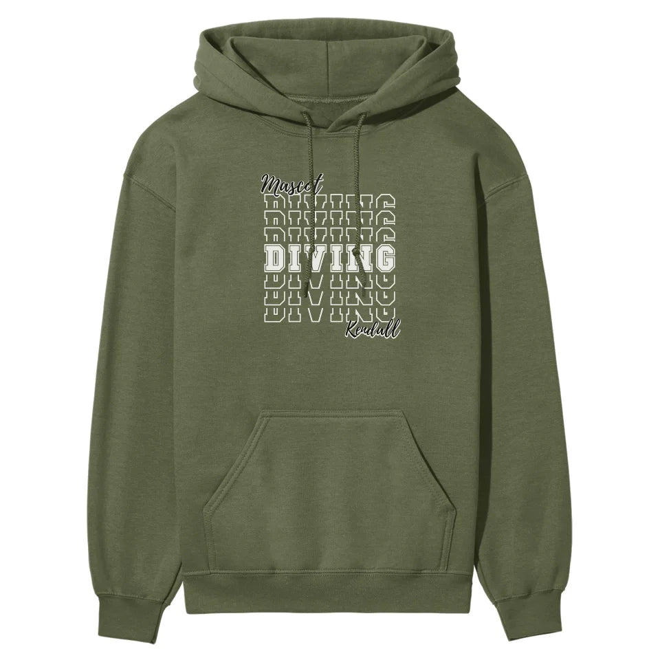 Custom Diving on a Sweatshirt With Mascot and Diver Name on a Hoodie