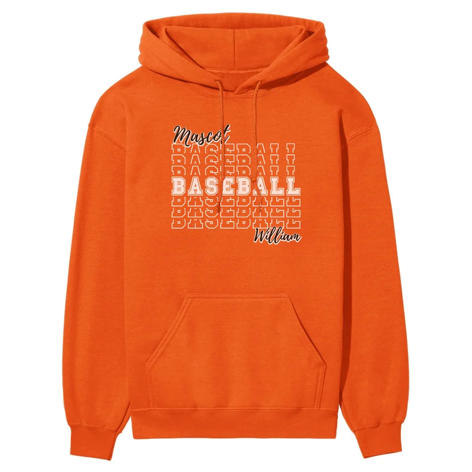 Custom Baseball on a Sweatshirt With Mascot and Baseball Player Name on a Hoodie