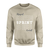 Custom Sprint on a Sweatshirt With Mascot and Sprinter Name on a Sweatshirt