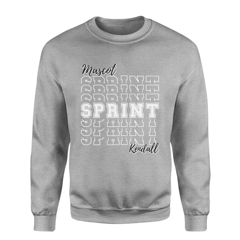 Custom Sprint on a Sweatshirt With Mascot and Sprinter Name on a Sweatshirt