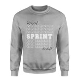 Custom Sprint on a Sweatshirt With Mascot and Sprinter Name on a Sweatshirt