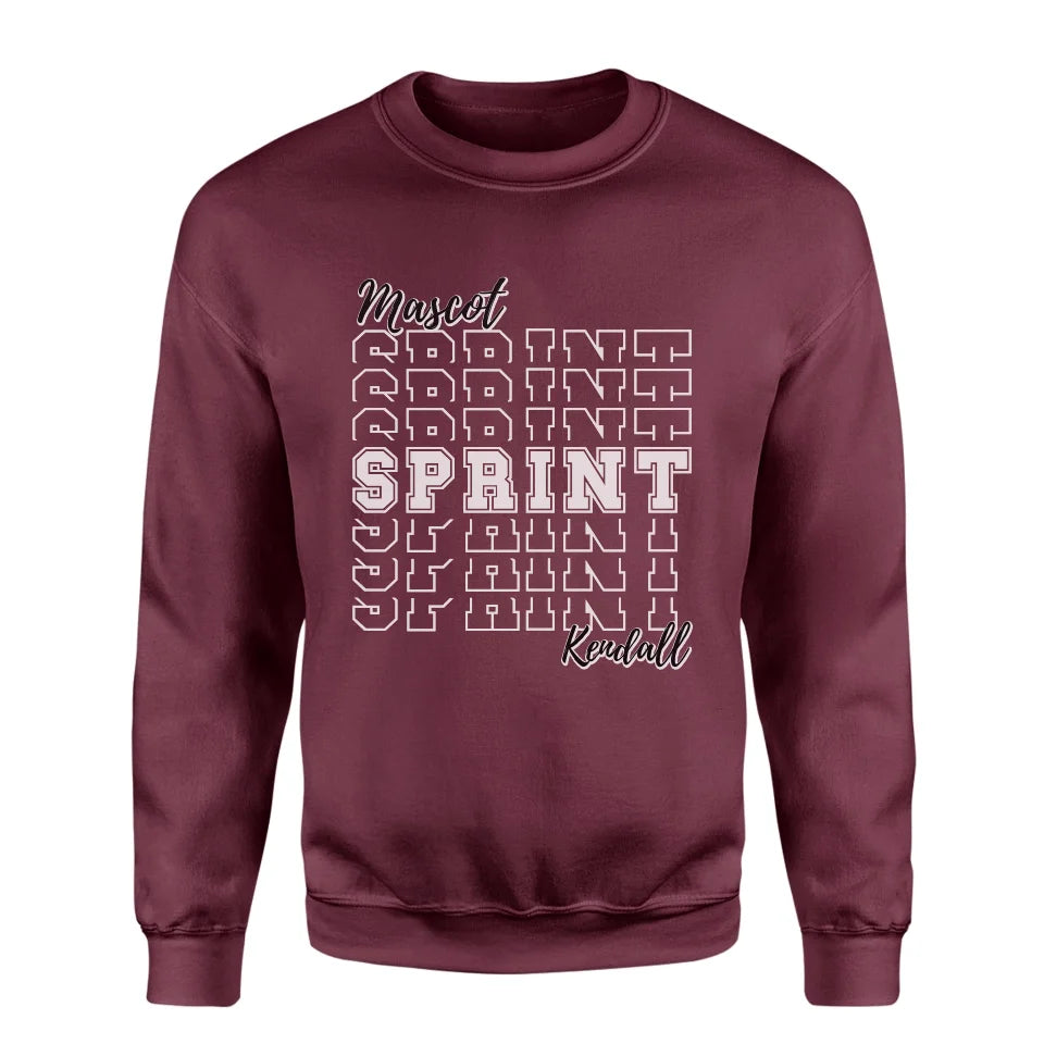 Custom Sprint on a Sweatshirt With Mascot and Sprinter Name on a Sweatshirt