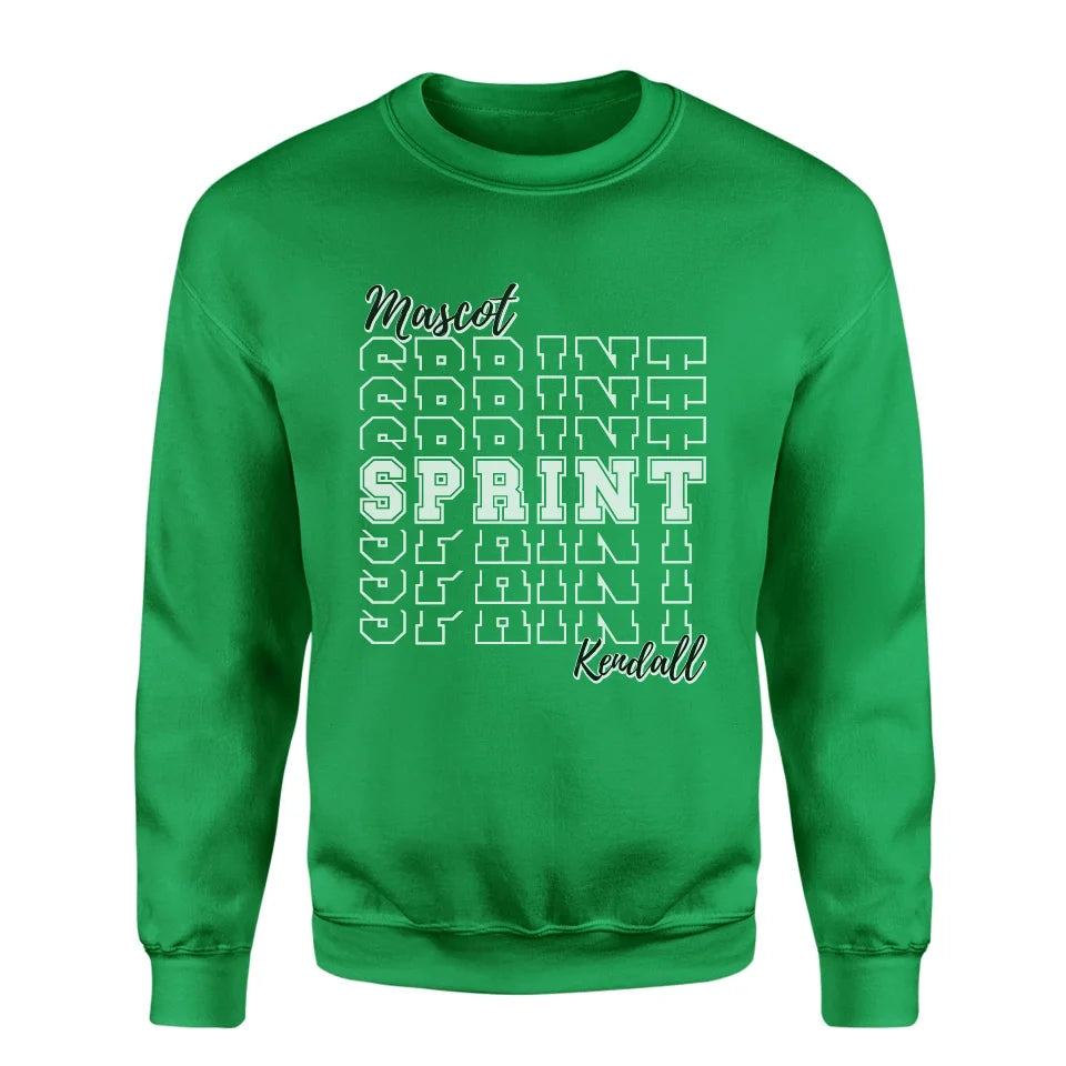 Custom Sprint on a Sweatshirt With Mascot and Sprinter Name on a Sweatshirt