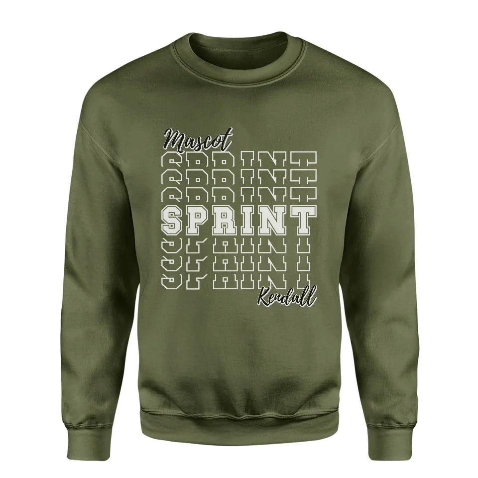 Custom Sprint on a Sweatshirt With Mascot and Sprinter Name on a Sweatshirt