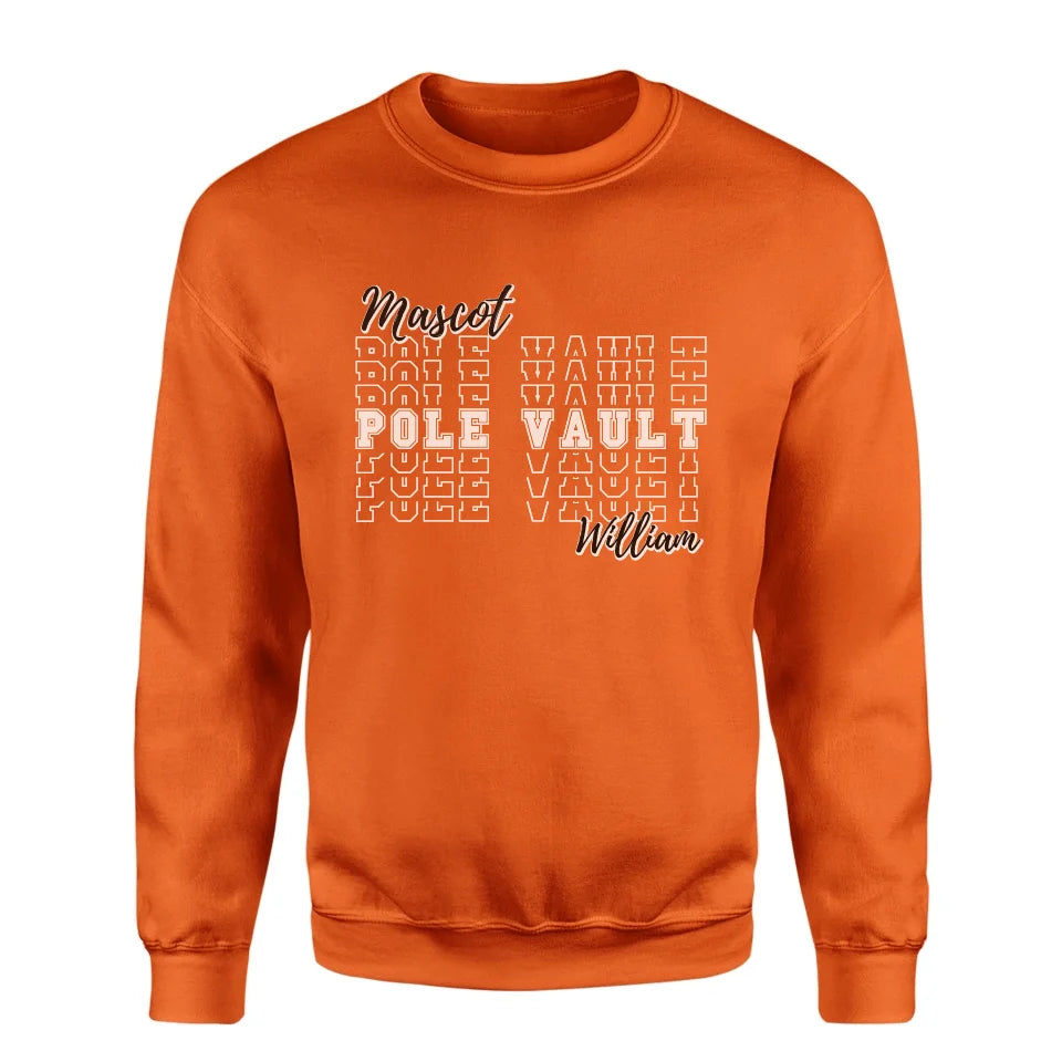 Custom Pole Vault on a Sweatshirt With Mascot and Pole Vaulter Name on a Sweatshirt