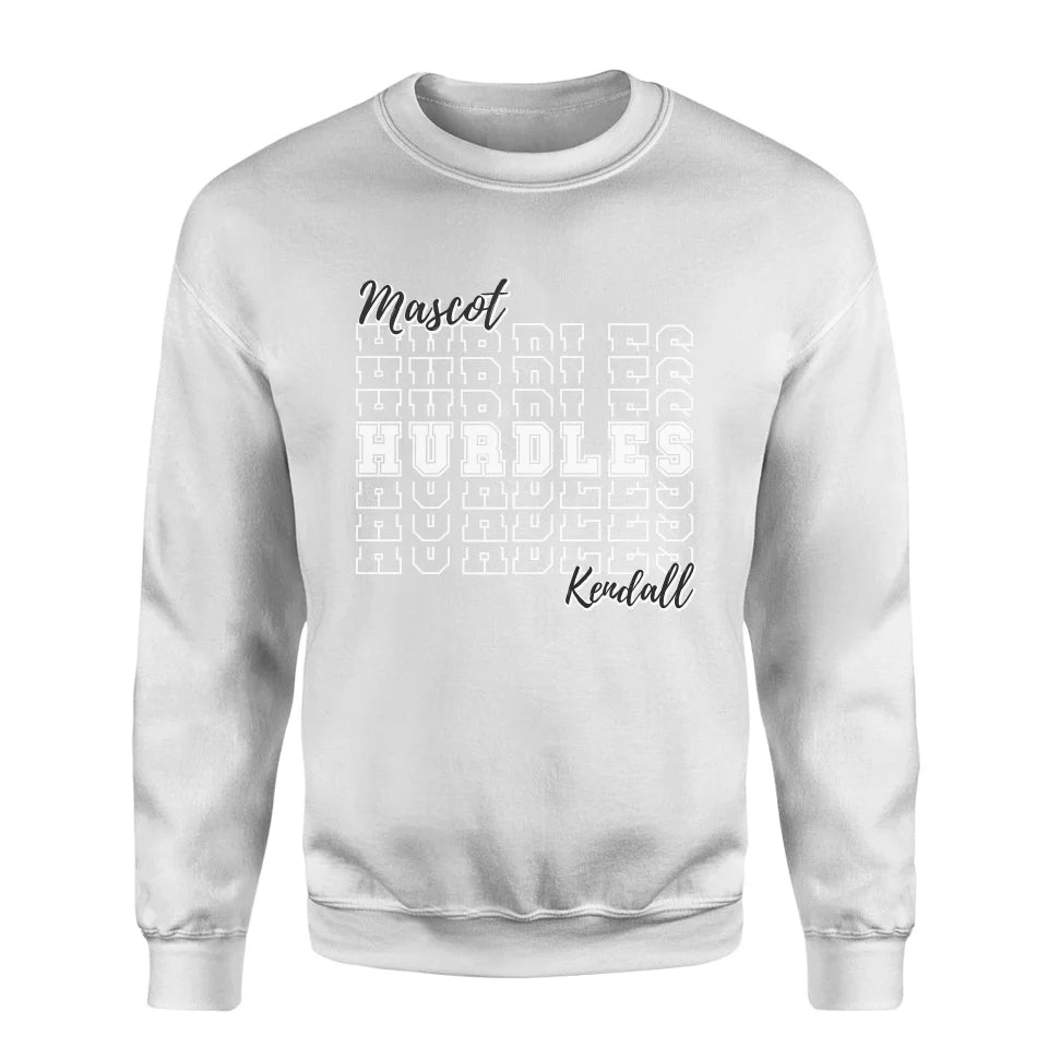 Custom Hurdles on a Sweatshirt With Mascot and Hurdler Name on a Sweatshirt