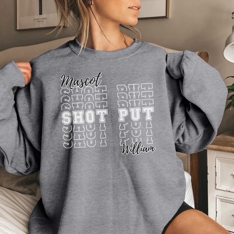 Custom Shot put on a Sweatshirt With Mascot and Shot putter Name on a Sweatshirt