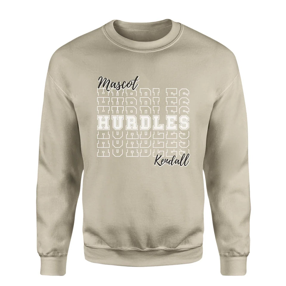 Custom Hurdles on a Sweatshirt With Mascot and Hurdler Name on a Sweatshirt