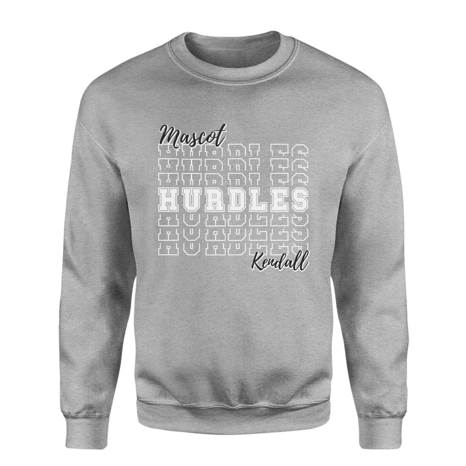 Custom Hurdles on a Sweatshirt With Mascot and Hurdler Name on a Sweatshirt