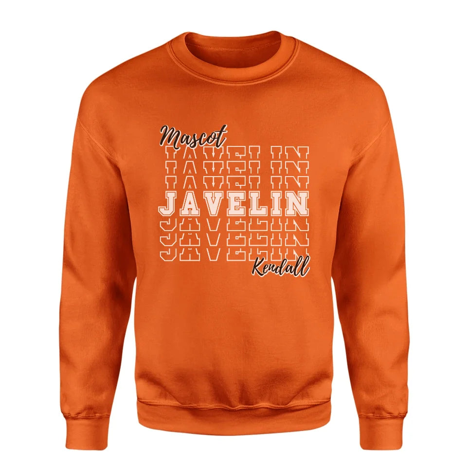 Custom Javelin on a Sweatshirt With Mascot and Javelin Thrower Name on a Sweatshirt