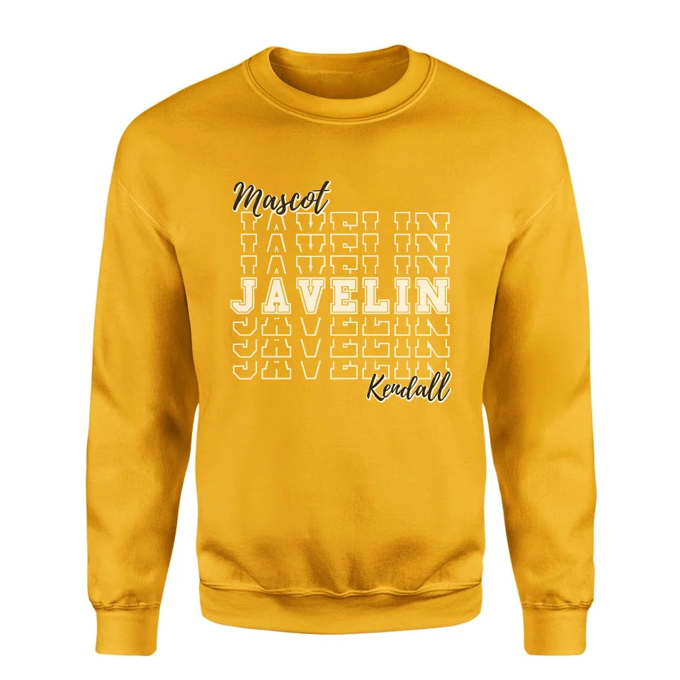 Custom Javelin on a Sweatshirt With Mascot and Javelin Thrower Name on a Sweatshirt