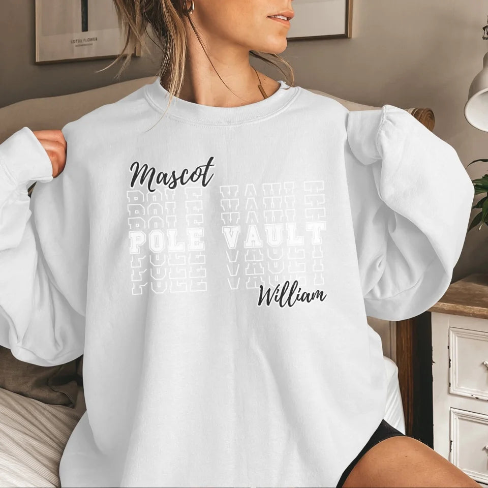 Custom Pole Vault on a Sweatshirt With Mascot and Pole Vaulter Name on a Sweatshirt