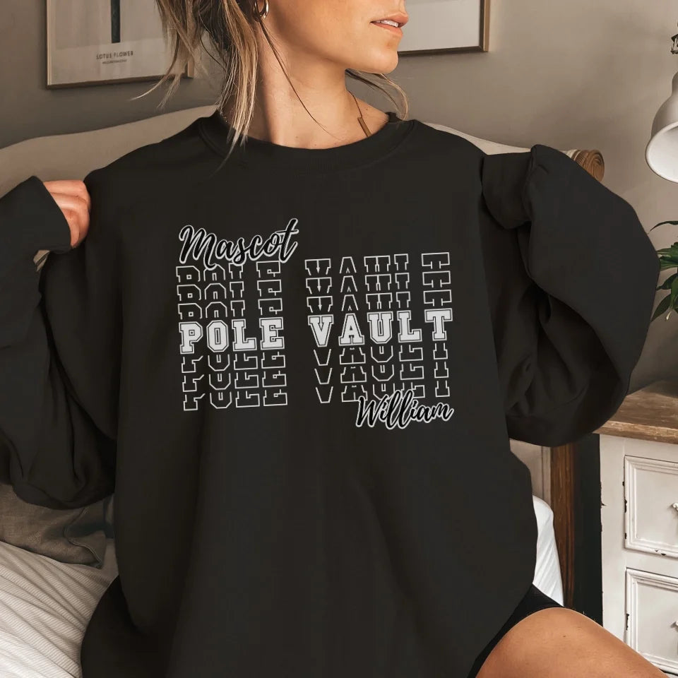 Custom Pole Vault on a Sweatshirt With Mascot and Pole Vaulter Name on a Sweatshirt