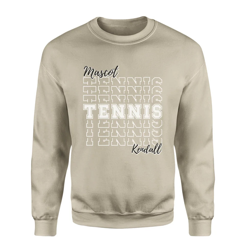 Custom Tennis on a Sweatshirt With Mascot and Tennis Player Name on a Sweatshirt