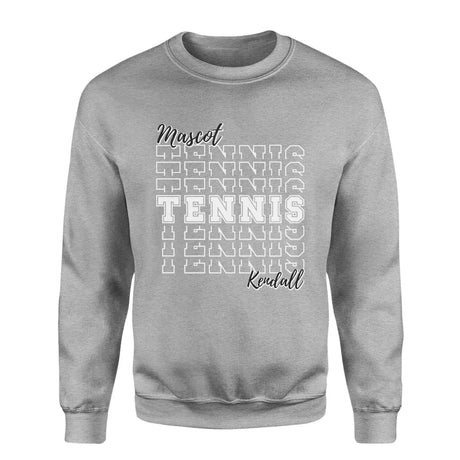 Custom Tennis on a Sweatshirt With Mascot and Tennis Player Name on a Sweatshirt