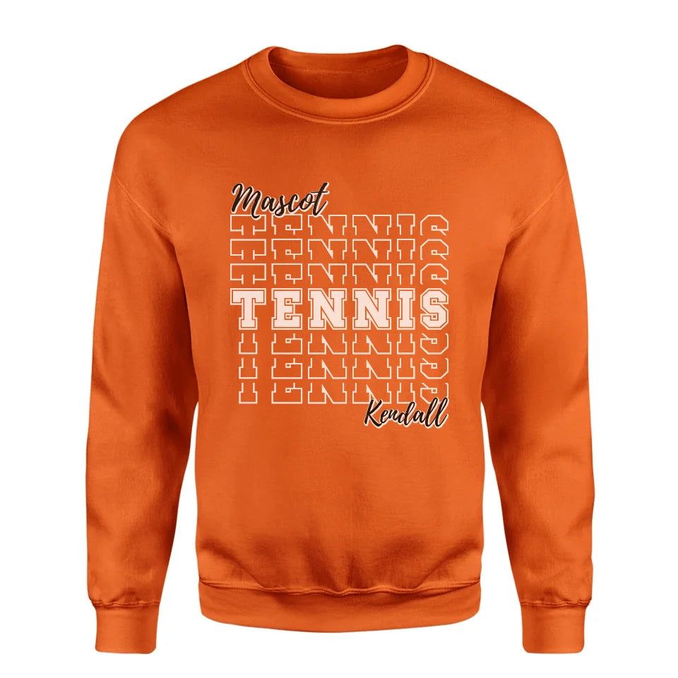 Custom Tennis on a Sweatshirt With Mascot and Tennis Player Name on a Sweatshirt