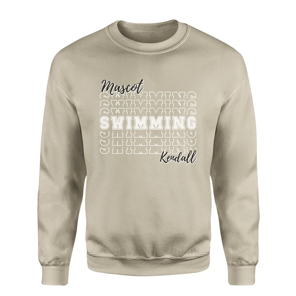 Custom Swimming on a Sweatshirt With Mascot and Swimmer Name on a Sweatshirt