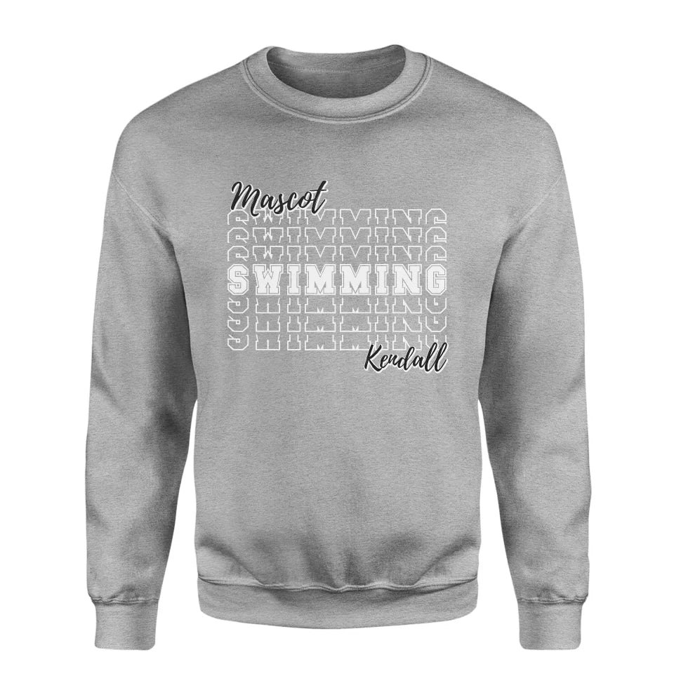 Custom Swimming on a Sweatshirt With Mascot and Swimmer Name on a Sweatshirt