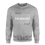 Custom Swimming on a Sweatshirt With Mascot and Swimmer Name on a Sweatshirt