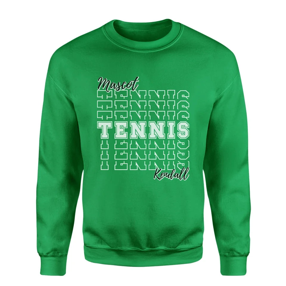 Custom Tennis on a Sweatshirt With Mascot and Tennis Player Name on a Sweatshirt