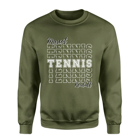 Custom Tennis on a Sweatshirt With Mascot and Tennis Player Name on a Sweatshirt