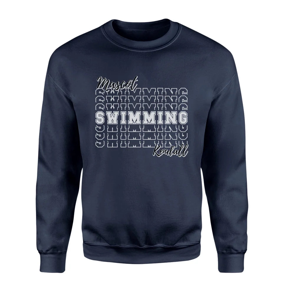 Custom Swimming on a Sweatshirt With Mascot and Swimmer Name on a Sweatshirt