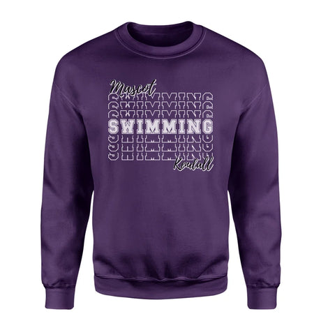 Custom Swimming on a Sweatshirt With Mascot and Swimmer Name on a Sweatshirt