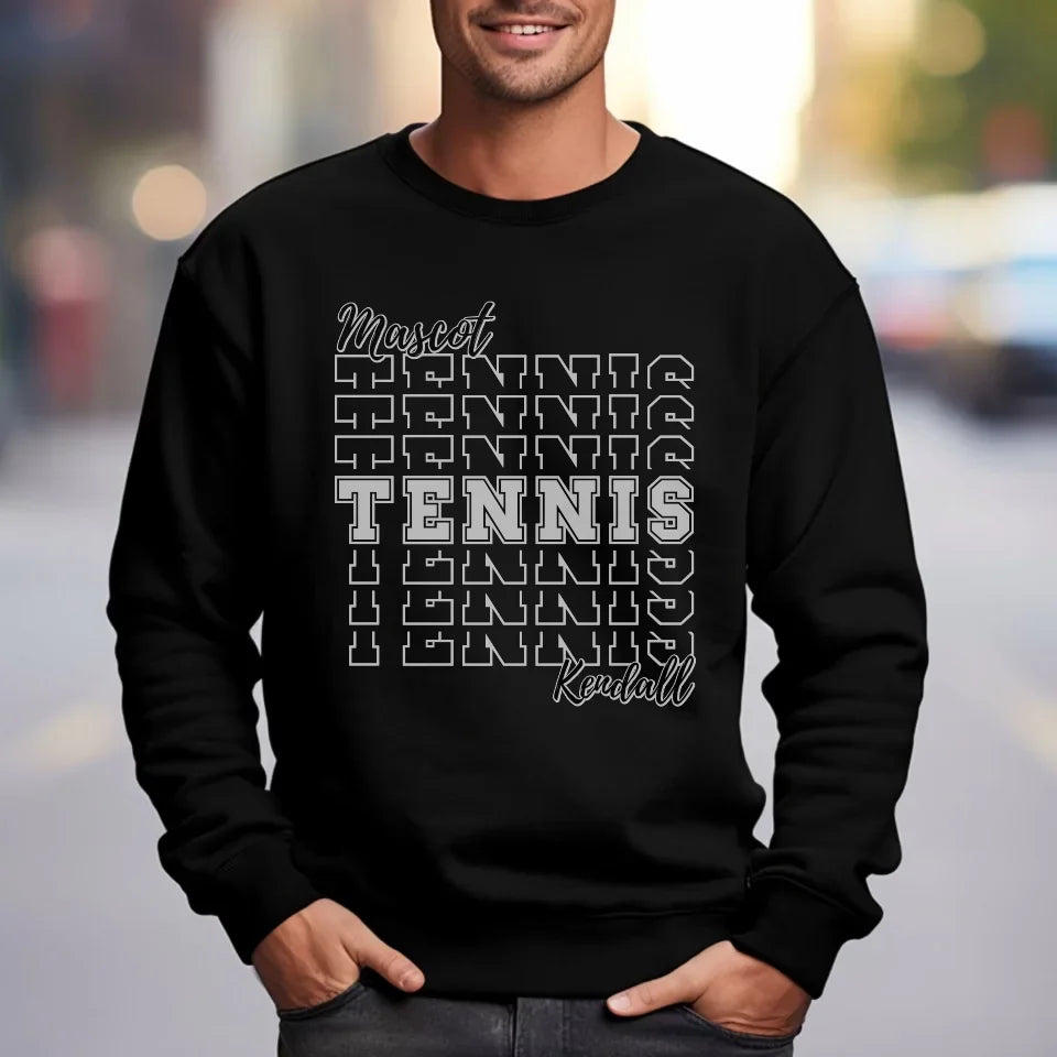 Custom Tennis on a Sweatshirt With Mascot and Tennis Player Name on a Sweatshirt