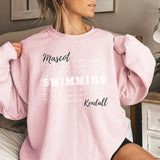 Custom Swimming on a Sweatshirt With Mascot and Swimmer Name on a Sweatshirt